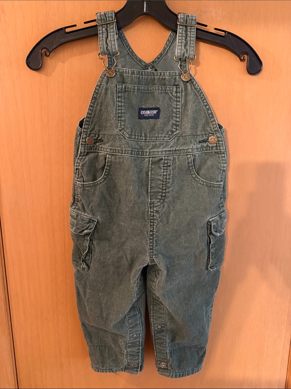OshKosh B'gosh Baby Boys Corduroy Overalls Olive Green Size 18 Months